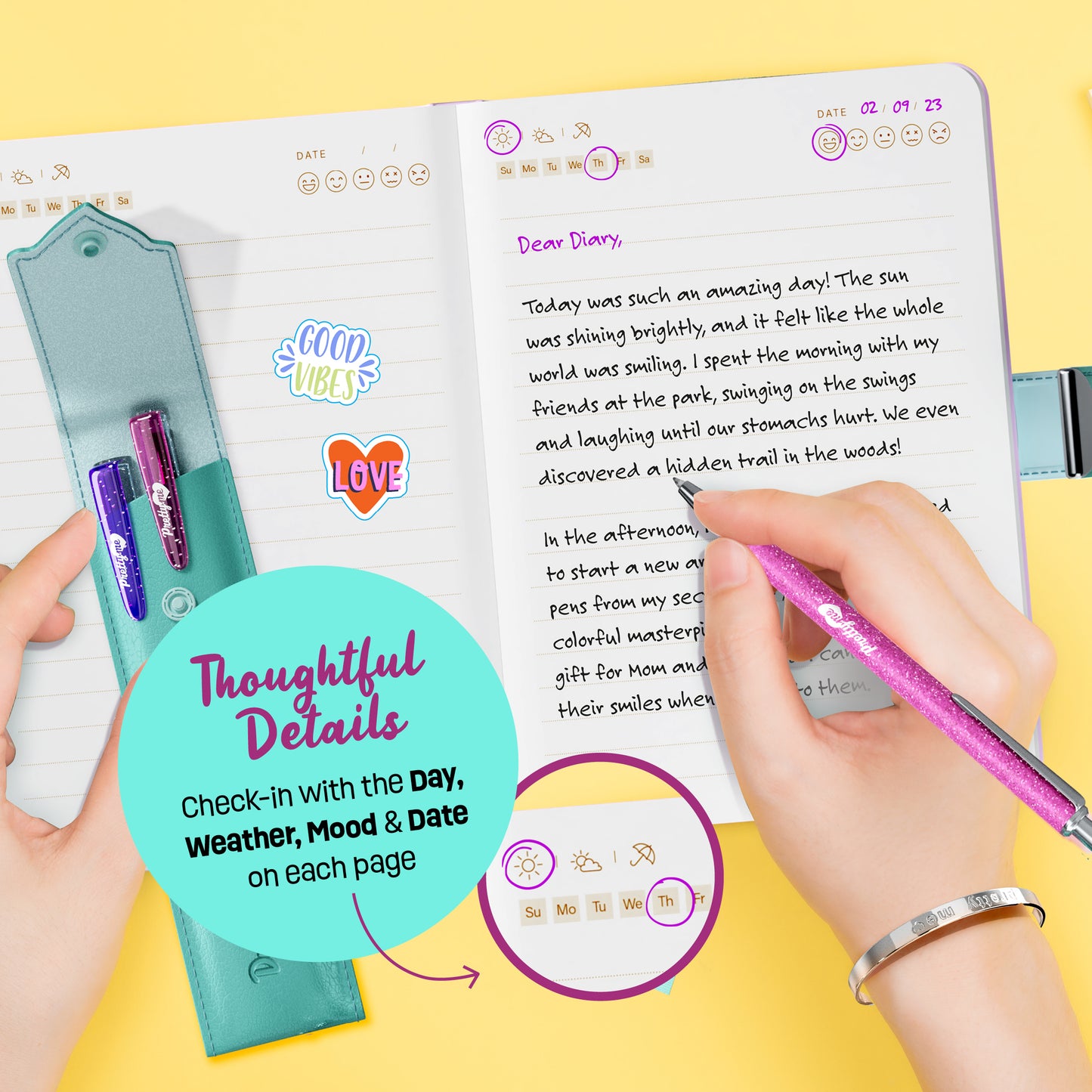 Pretty Me Secret Diary Set for Girls - Customizable Combination Lock