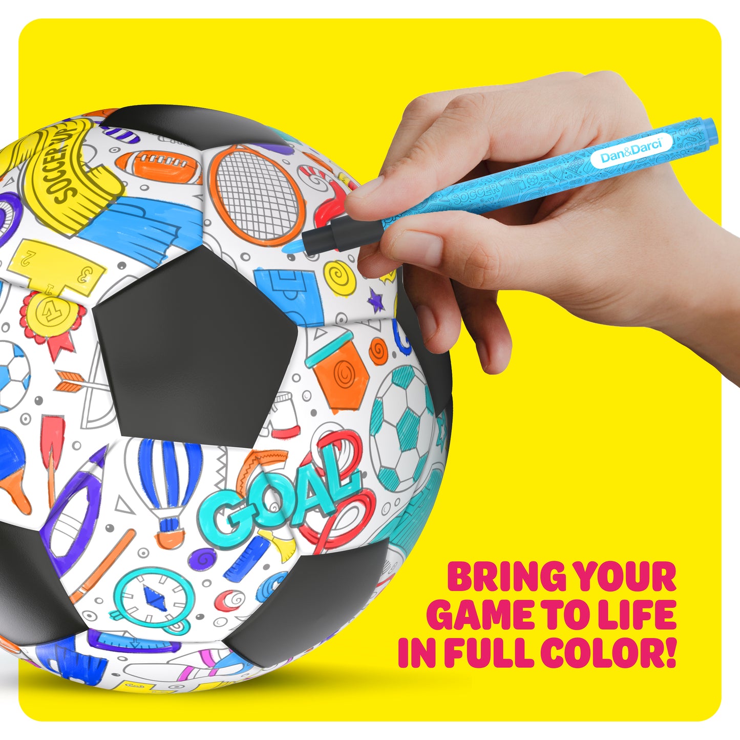 Dan&Darci Soccer Ball Coloring Kit for Kids