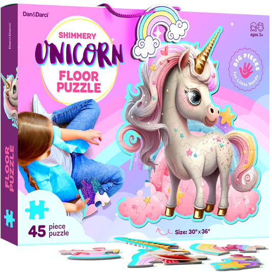 Dan&Darci Jumbo Shimmery 45 Piece Unicorn Floor Puzzle- Size 30"x36"