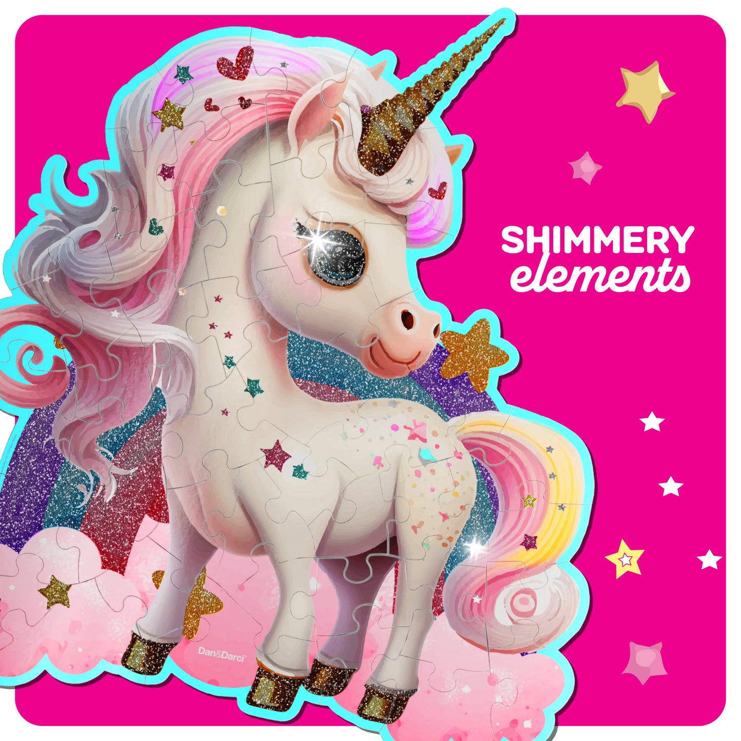 Dan&Darci Jumbo Shimmery 45 Piece Unicorn Floor Puzzle- Size 30"x36"
