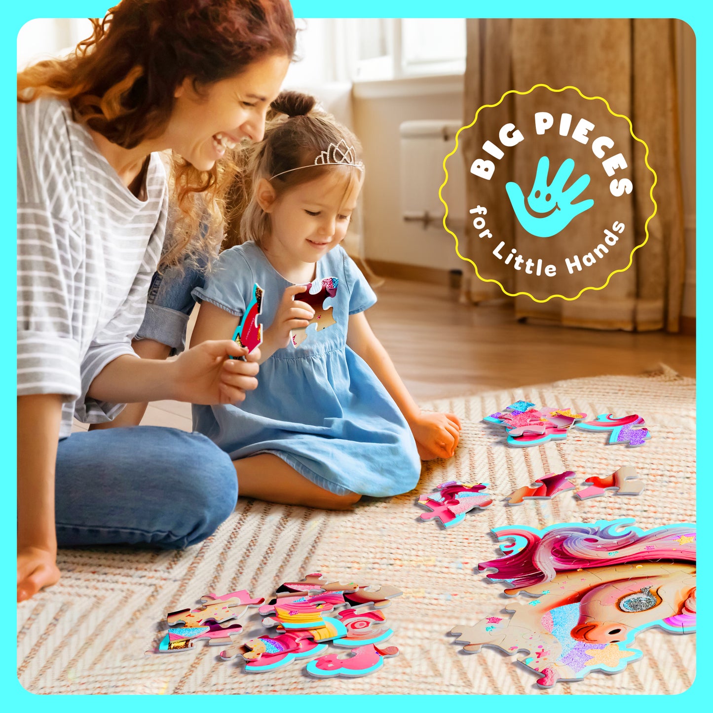 Dan&Darci Jumbo Shimmery 45 Piece Unicorn Floor Puzzle- Size 30"x36"
