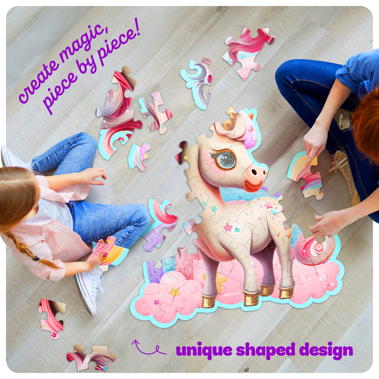 Dan&Darci Jumbo Shimmery 45 Piece Unicorn Floor Puzzle- Size 30"x36"