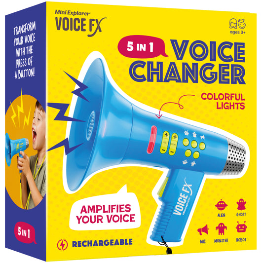 Mini Explorer 5 In 1 Voice Changer for Kids - Rechargeable, Colorful Lights