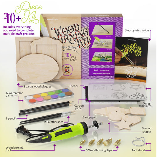 Craft Culture Wood Burning Kit - 40+ Piece Kit, Starters Edition