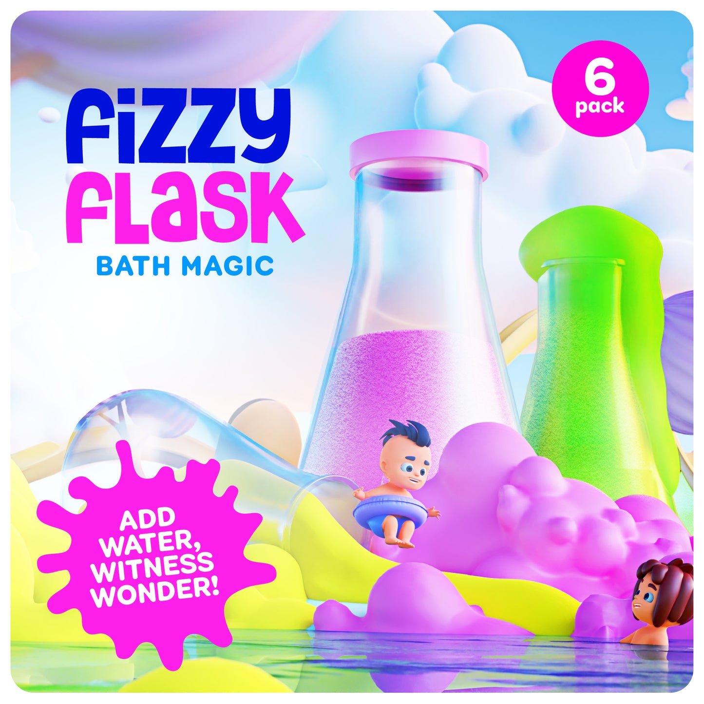 Tubby Tots Fizzy Flask - Bath Potion Kits - 6 Pack