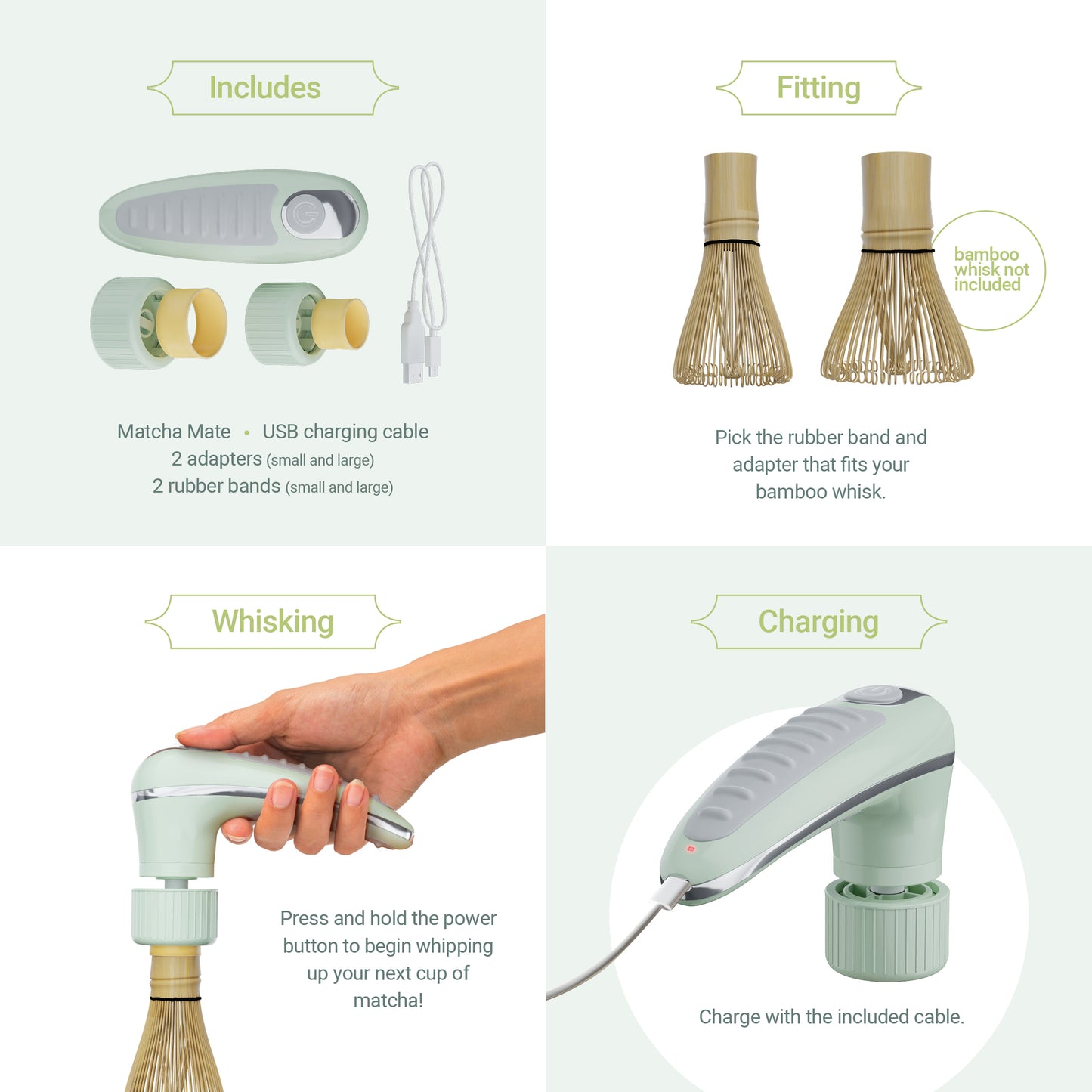 Bambooworx Matcha Mate Electric Powered Bamboo Whisk