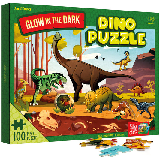Dan&Darci Glow-in-the-Dark 100 Piece Dinosaur Puzzle for Kids