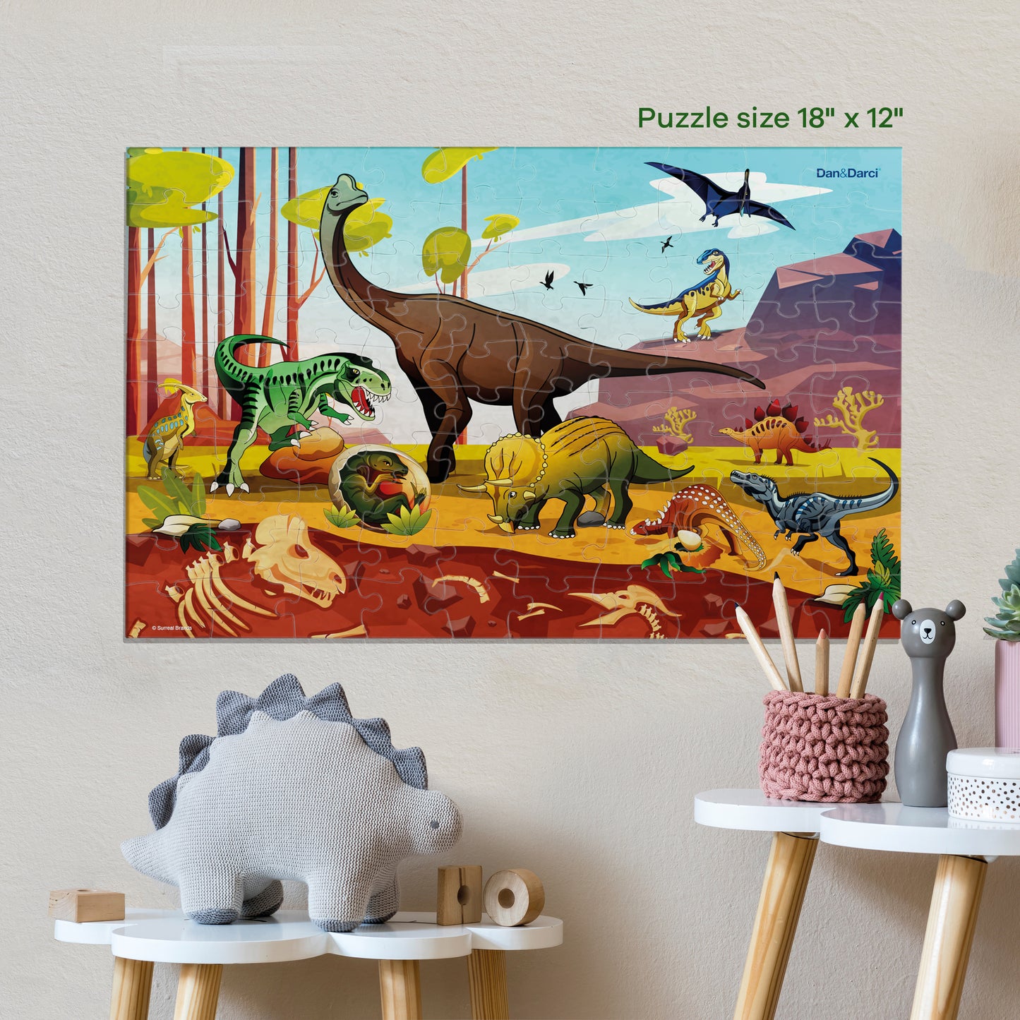 Dan&Darci Glow-in-the-Dark 100 Piece Dinosaur Puzzle for Kids
