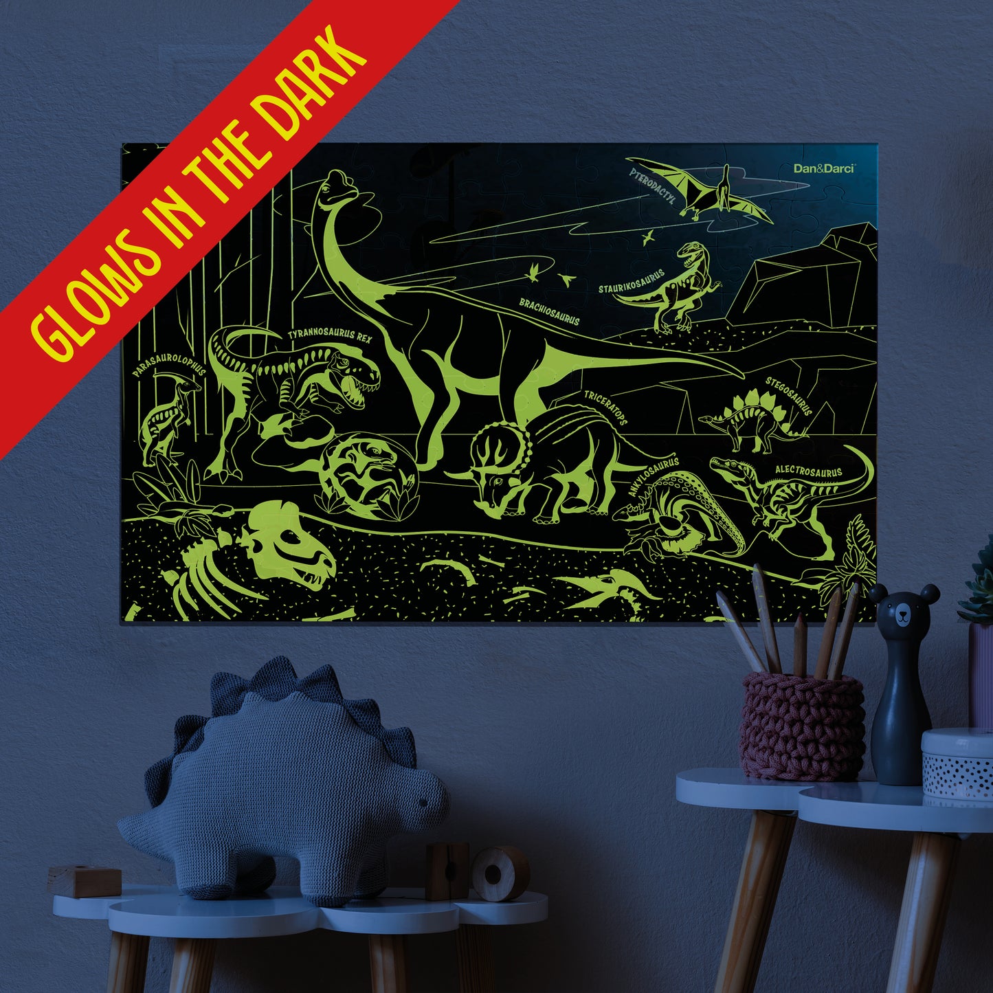 Dan&Darci Glow-in-the-Dark 100 Piece Dinosaur Puzzle for Kids