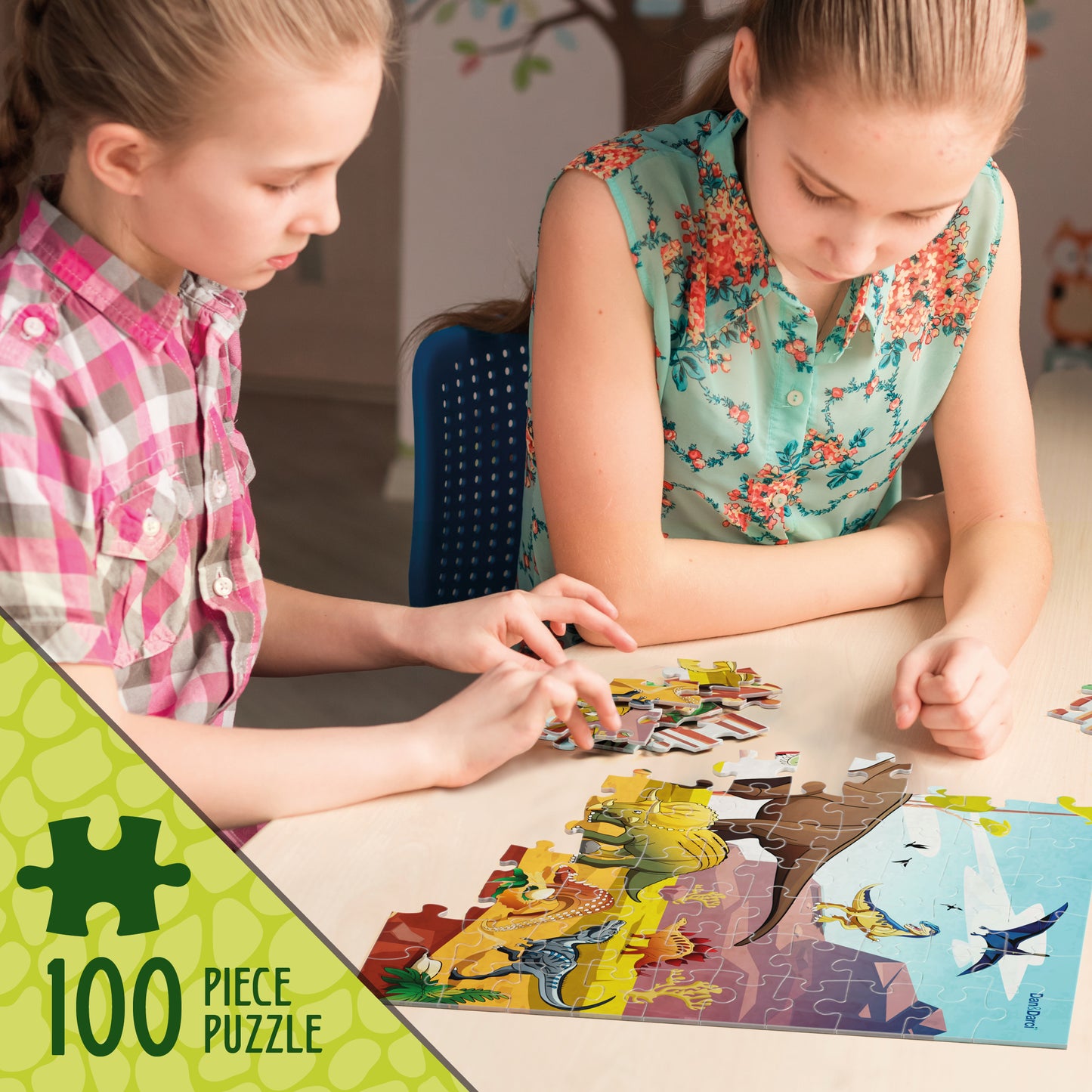 Dan&Darci Glow-in-the-Dark 100 Piece Dinosaur Puzzle for Kids