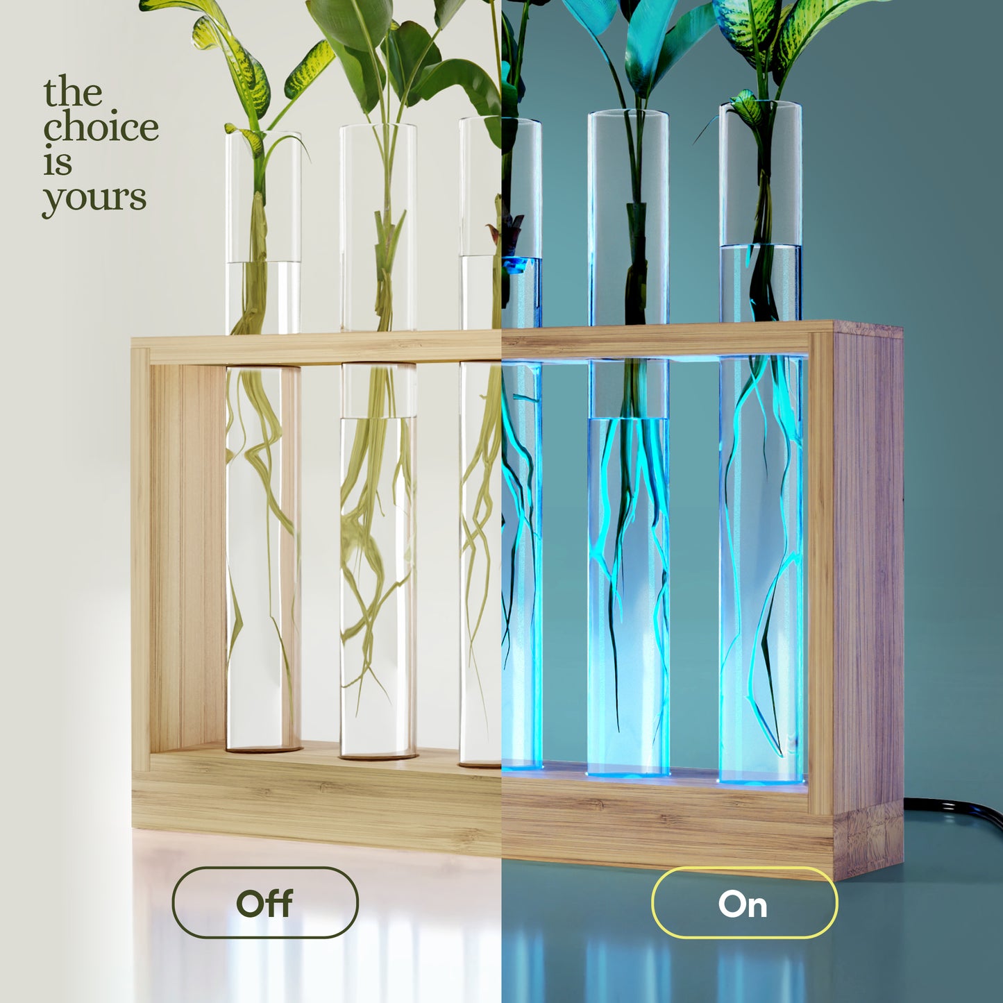Planter's Choice Light Up Bamboo Vial Air Planter