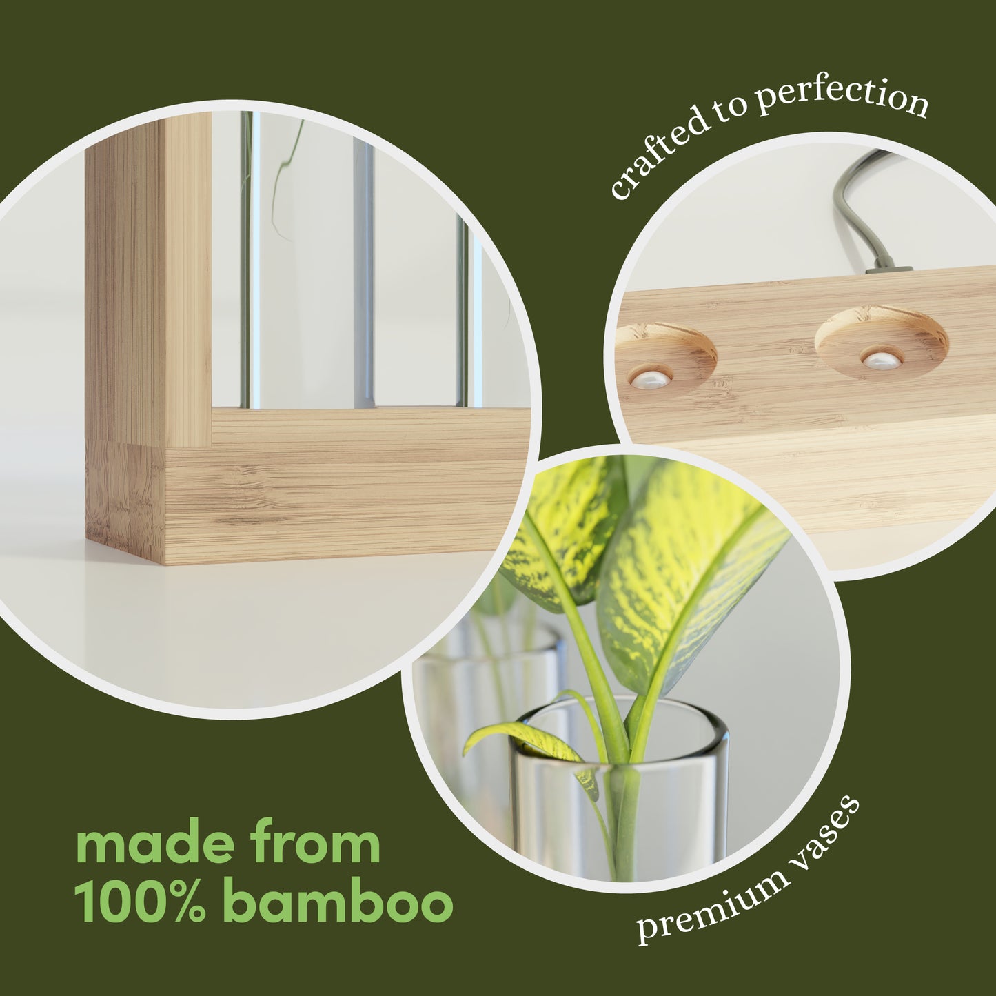 Planter's Choice Light Up Bamboo Vial Air Planter