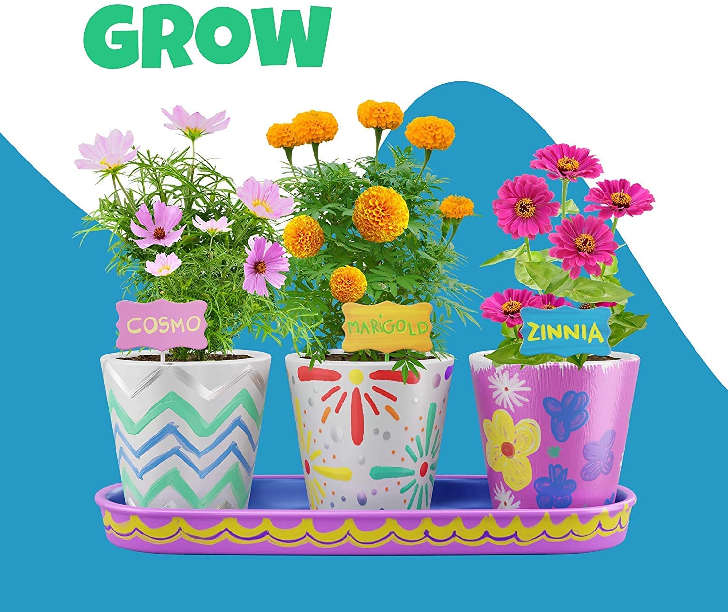 paint a plant pot kit Dan&darci Paint & Plant Stoneware Flower Gardening Kit - Easter Gifts for Girls & Boys Ages 6-12