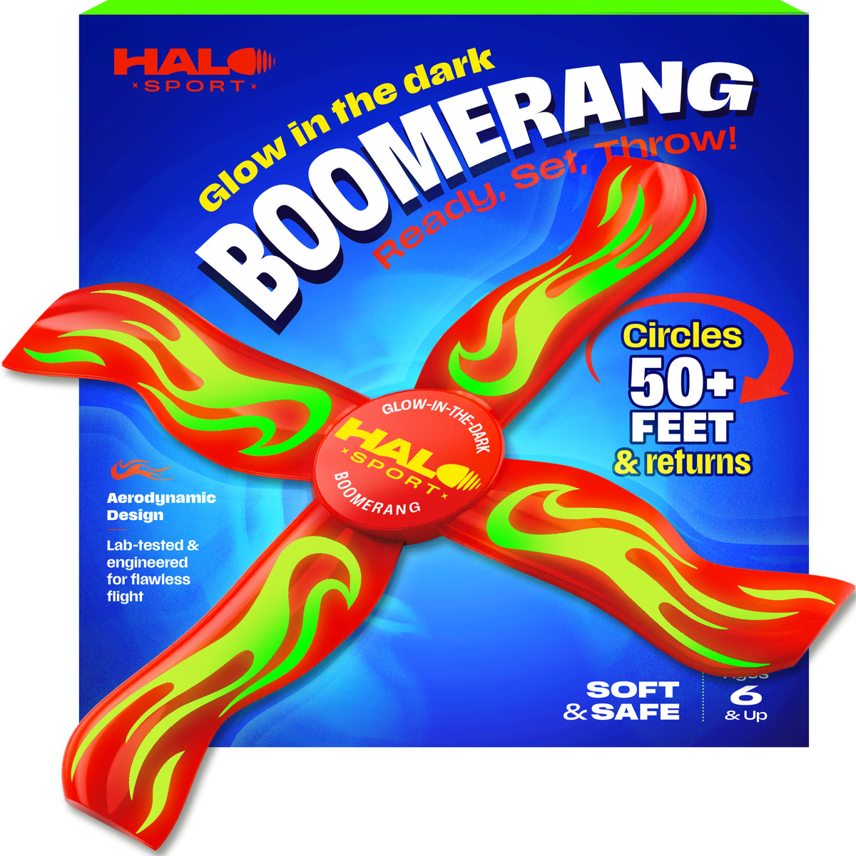 Boomerang for Kids & Adults - Boy Gifts 8-12 - Glow-in-the-Dark (Red)