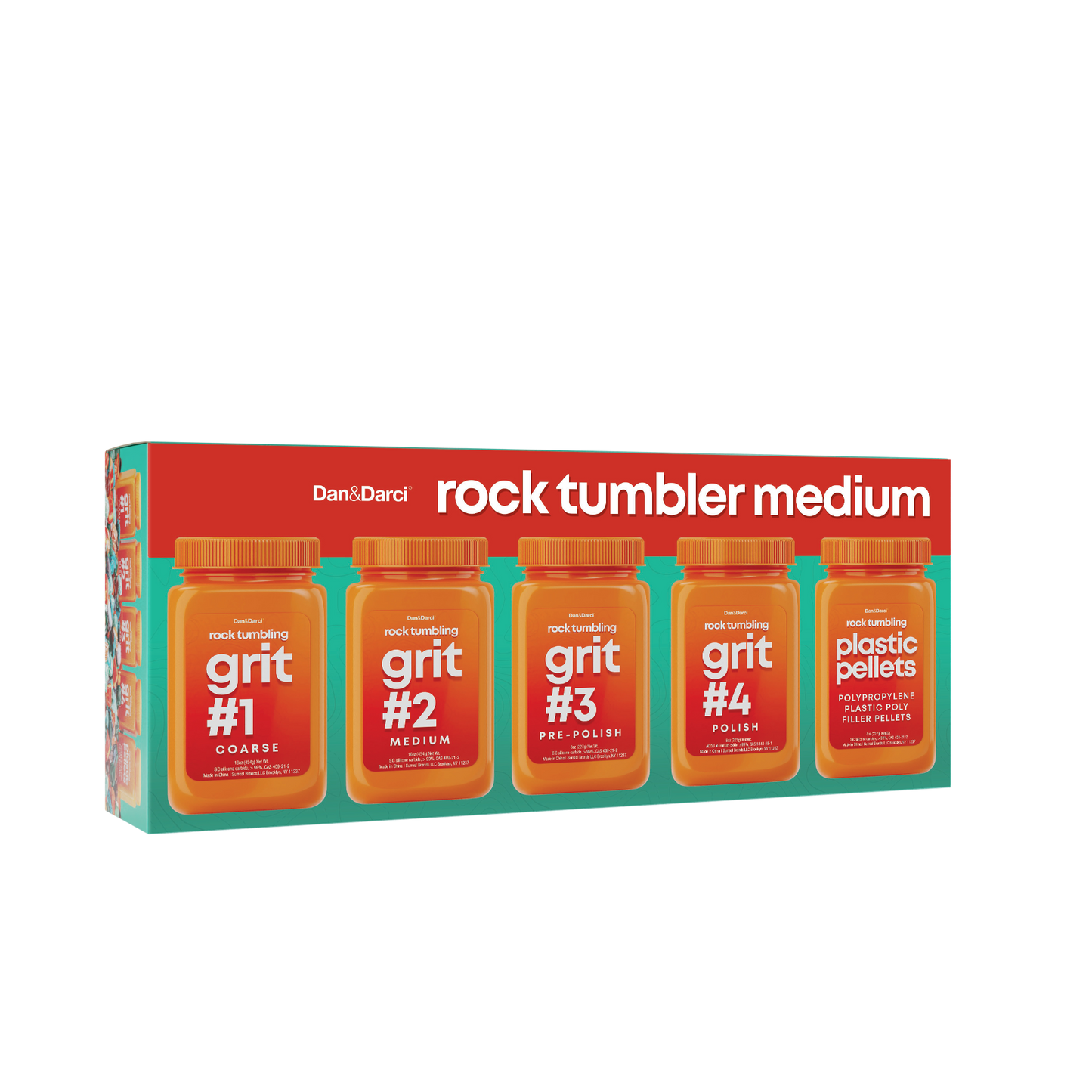 Dan&Darci Rock Tumbler Grit Refill Kit - 3.5 Pounds Grits Media + Poly Plastic Pellets