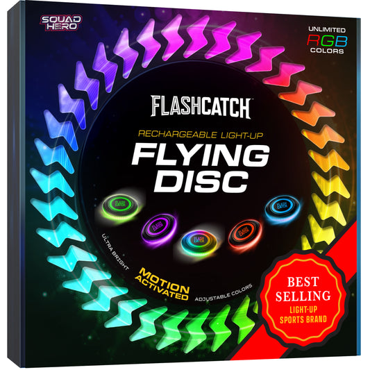 FlashCatch Rechargeable Light-up Flying Disc - Multi Color, Motion Activated