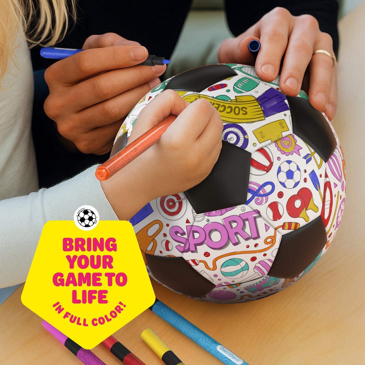 Dan&Darci Soccer Ball Coloring Kit for Kids